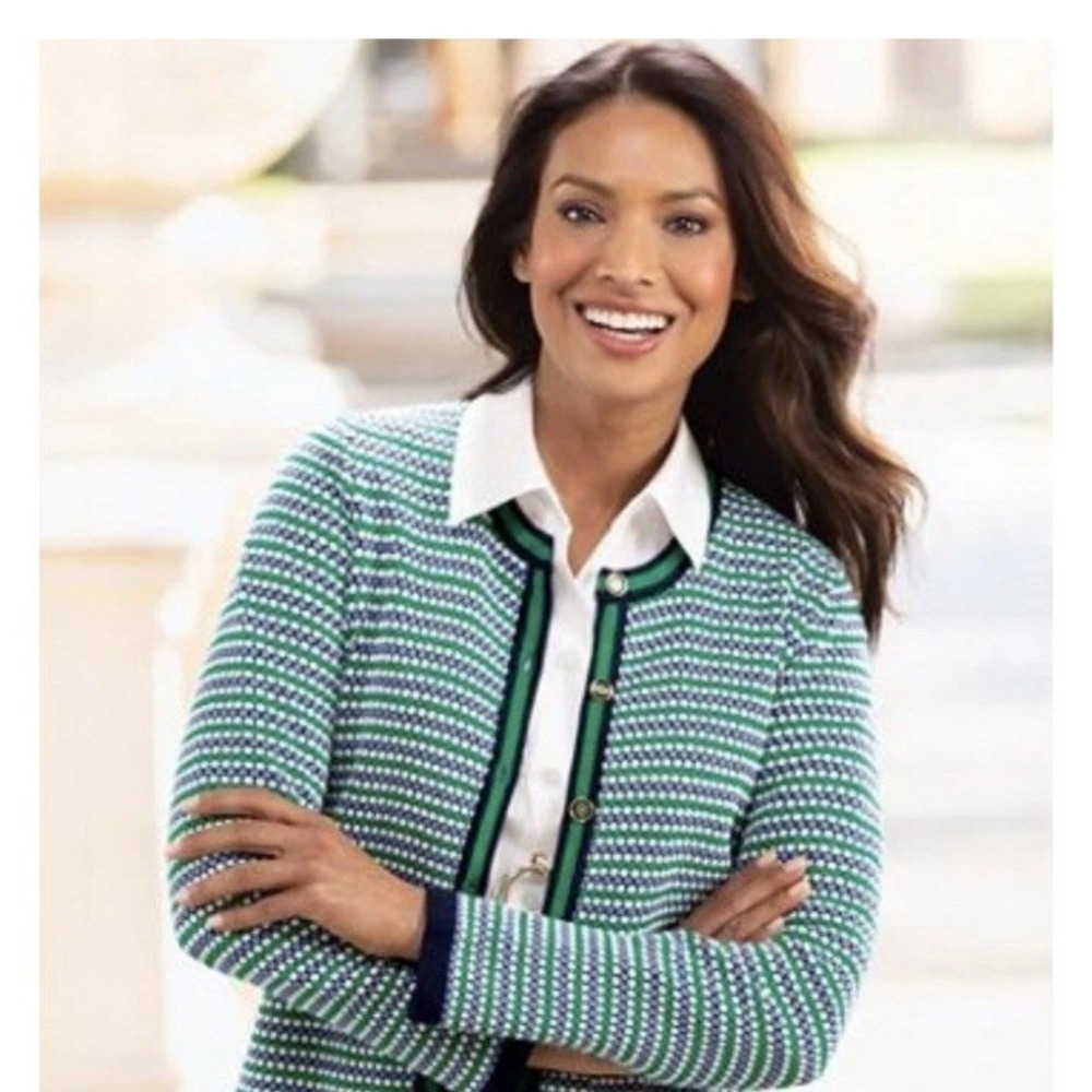 APPELSEEDS Womens Striped Button Front Cardigan Sweater Medium NWOT